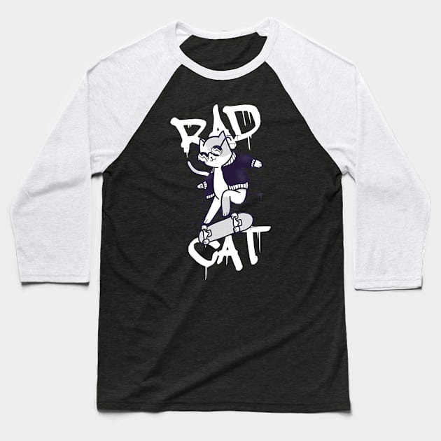 Skater cat Baseball T-Shirt by rioz